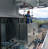 Suspended platform in use